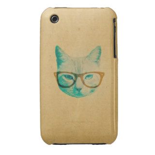 Funny Cool Cute Hipster Cat Thick Framed Glasses Case Mate iPhone 3 Case
