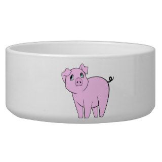 Cute Little Piggy (Baby Pig)   Pink Black Dog Water Bowl