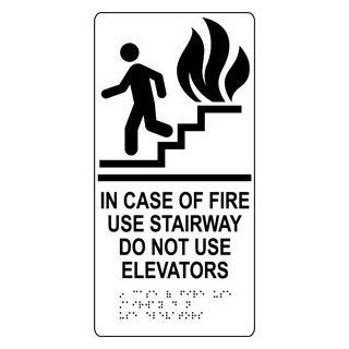 ADA Case Fire Stairway Elevator Braille Sign RRE 230 BLKonWHT  Business And Store Signs 