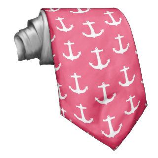 Nautical White Anchors against Fuchsia Pink Neck Wear