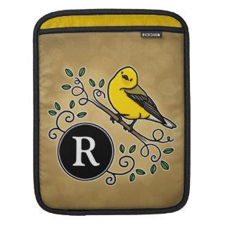 Cheerful Yellow Prothonotary Warbler with Monogram Sleeves For iPads