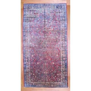 Antique Persian Hand knotted 1920's Sarouk Red/ Navy Wool Rug (10'3 x 19'8) 7x9   10x14 Rugs