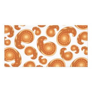 Orange Paisley Pattern Photo Cards