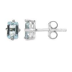 Malaika Sterling Silver Octagon cut Blue Topaz Stud Earrings Malaika Gemstone Earrings