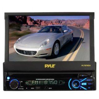 Pyle PLTS76DU Car DVD Player   7 Touchscreen LCD Display   1440 x 234   320 W RMS   In dash   Single DIN DVD Video Video CD MPEG 4   AM FM   Secure Digital (SD) MultiMediaCard (MMC)   Auxiliary Input  Vehicle Dvd Players 