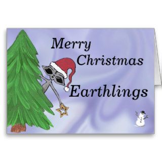 Merry Christmas Earthlings Alien Greeting Cards