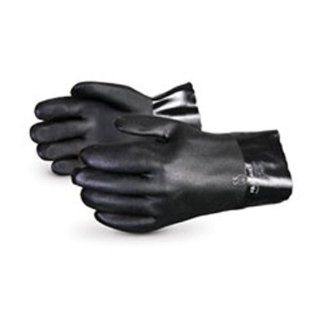 Superior FB236 FB Series Double Dip PVC Fleece Lined Glove, Work, Chemical Resistant, 14" Length, Black (Pack of 1 Dozen) Chemical Resistant Safety Gloves