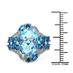 Malaika Sterling Silver 9 7/8ct TGW Blue Topaz Ring Malaika Gemstone Rings