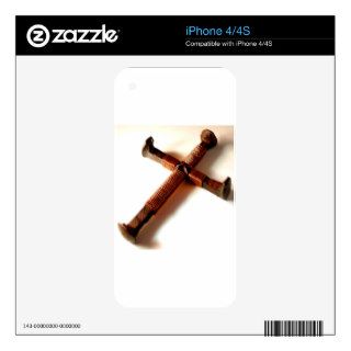 Railroad Spikes Cross Skins For iPhone 4