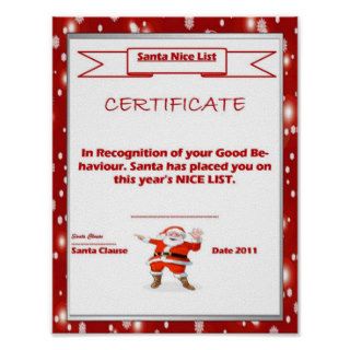 Santa Good List Certificate Template Print