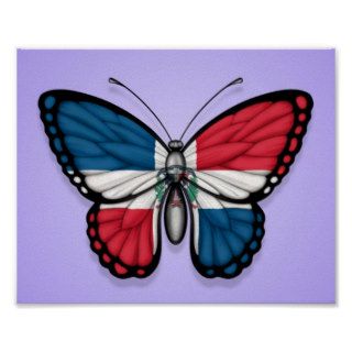 Dominican Republic Butterfly Flag on Purple Print