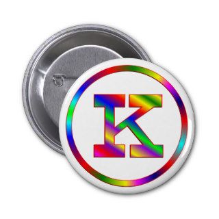 Letter K Rainbow Button