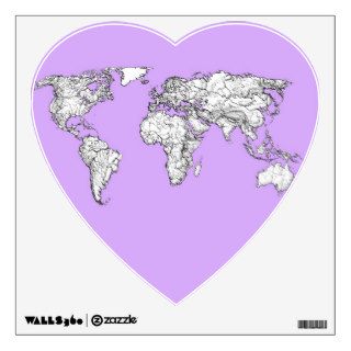 World Map ink in lilac pink Room Graphic