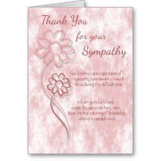 Thank You for your Sympathy Pink Sketched Flowers Card