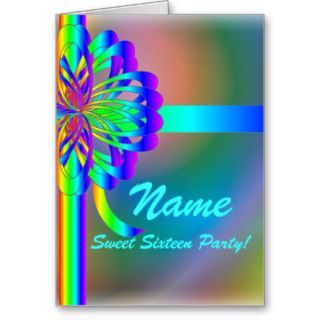Rainbow Sweet Sixteen Party Customize Greeting Cards