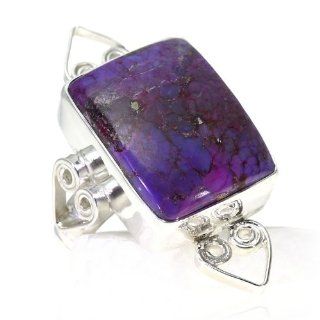Purple Mohave Turquoise Women Ring (size 7.75) Handmade 925 Sterling Silver hand cut Purple Mohave Turquoise color Purple 12g, Nickel and Cadmium Free, artisan unique handcrafted silver ring jewelry for women   one of a kind world wide item with original 