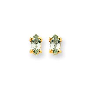 14k Yellow Gold 5x2.5 Marquise Green Amethyst Earring Vishal Jewelry Jewelry