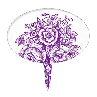 Vintage Purple Flower Bouquet Wedding Gift Item Cake Toppers