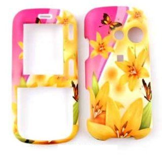 ACCESSORY MATTE COVER HARD CASE FOR LG RUMOR2 / COSMOS LX 265 ORANGE FLOWERS BUTTERFLY Cell Phones & Accessories