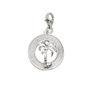 Rembrandt Charms Hawaii Palm Tree Charm with Lobster Clasp, 14k White Gold Jewelry