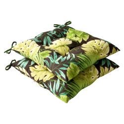 Pillow Perfect Outdoor Green/ Brown Tropical Tufted Seat Cushions (Set of 2) Pillow Perfect Outdoor Cushions & Pillows