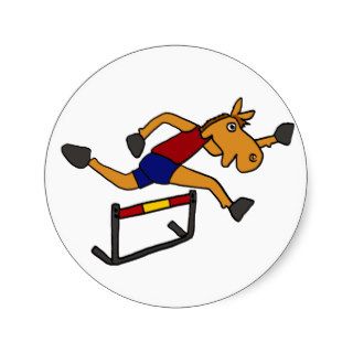 AU  Funny Horse Jumping Over Hurdles Cartoon Stickers