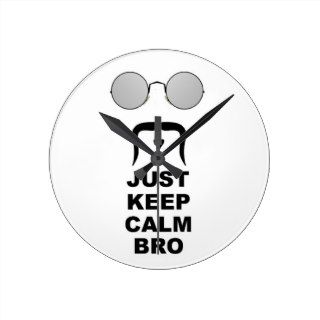 JUST KEEP CALM BRO w/ MUSTACHE Clock