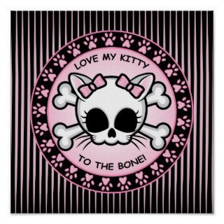 Cute Kitty Skull Print