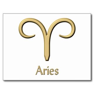 Aries Gold Symbol postcards