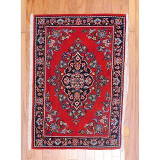 Persian Hand knotted Tribal Kashan Red/ Navy Wool Rug (2'10 x 4') 3x5   4x6 Rugs