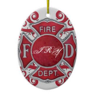 Fire Department Custom Monogram Christmas Tree Ornament