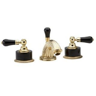 Phylrich K274OEB OEB Old English Brass Bathroom Faucets 8" Lav Faucet/Low Spout/Black Onyx Lever Handles   Touch On Bathroom Sink Faucets  