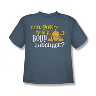 Garfield Body Language Youth Slate T Shirt GAR274 YT Fashion T Shirts Clothing