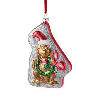 Department 56 Grinch Max with Wreath Glass Ornament, 5 Inch   Christmas Ball Ornaments