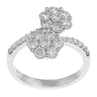 Kabella 18k White Gold 1 1/2ct TDW Diamond Bypass Ring (G H, VS1 VS2) Kabella Jewelry One of a Kind Rings