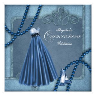 Elegant Blue Quinceanera Invitations