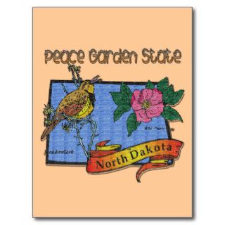 North Dakota Peace Garden State Lark Rose Postcards