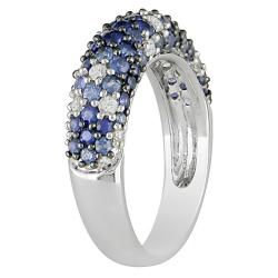 Miadora Sterling Silver Blue and white Round cut Sapphire Ring Miadora Gemstone Rings