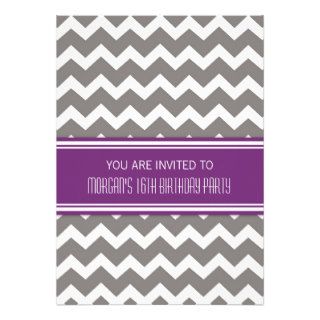 Purple Chevron 16th Birthday Party Invitations