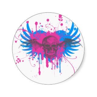 Paint Splatter Skull Graphic Round Sticker