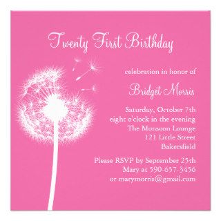 Best Wishes 21st Birthday Invitation (fuchsia)