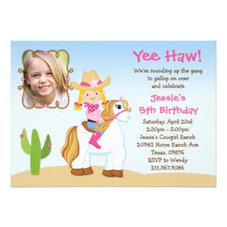 Western Cowgirl Horse Birthday Party Invitation