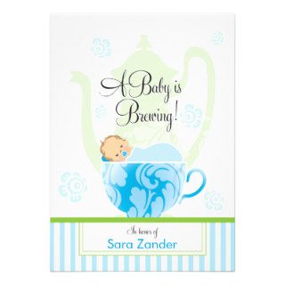 A Baby Shower Tea Party    Boy Custom Invite