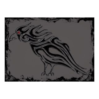 Halloween Glossy Black Raven Print