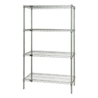Quantum Storage Systems WR54 2436C Starter Kit for 54" High 4 Tier Wire Shelving Unit, Chrome Finish, 24" Width x 36" Length x 54" Height