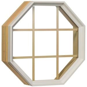 Century Poly Clad Stationary Octagon Windows, 24 in. x 24 in., White, Rough Opening with Insulated Glass and 9 LT Grid 21111