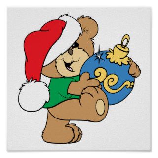 Cute Bear with Christmas Ornament Print