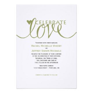 Celebrate Love Celery Green Wedding Invitation