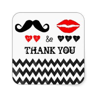 Mr. & Mrs. Lips & Mustache Wedding Favor Stickers