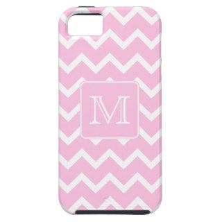 Pink Zigzags with Custom Monogram. iPhone 5 Covers